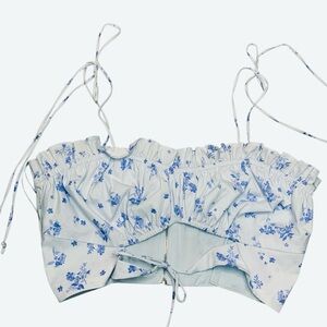 NEW Cotton Candy LA cutout floral crop top blue medium